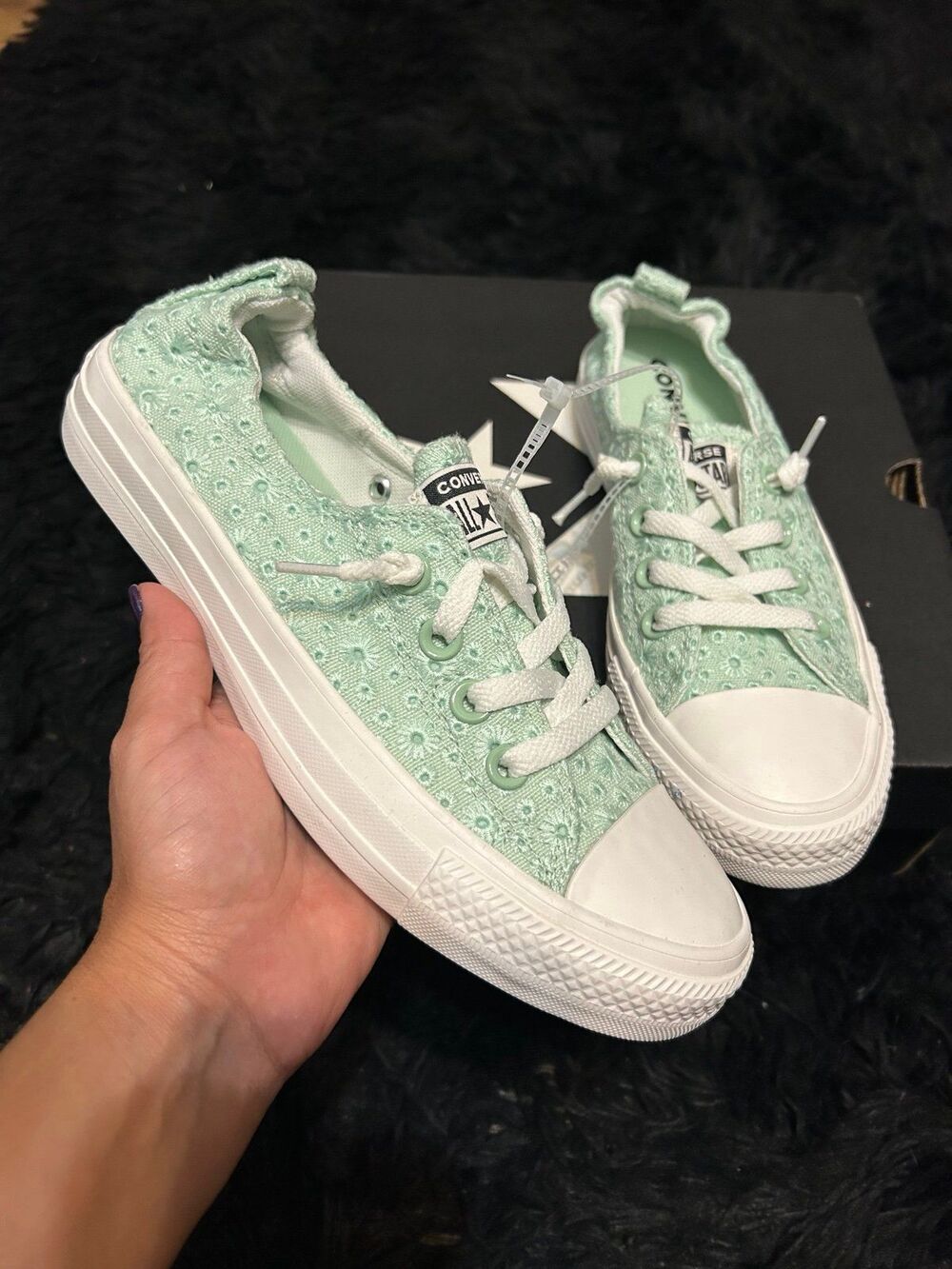 CONVERSE Chuck Taylor all star shoreline crochet green shoes sneakers sz 7 new
